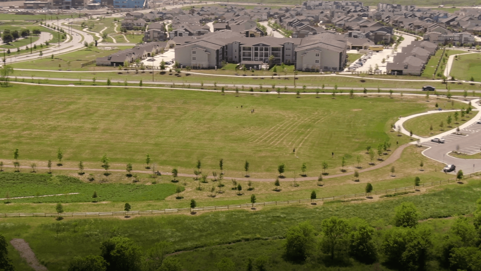 Aerial shot of metro park